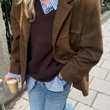 Oversized Suède Blazer voor Dames