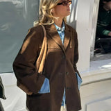 Oversized Suède Blazer voor Dames