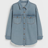 Denim Blouse met Knopen en Borstzakken