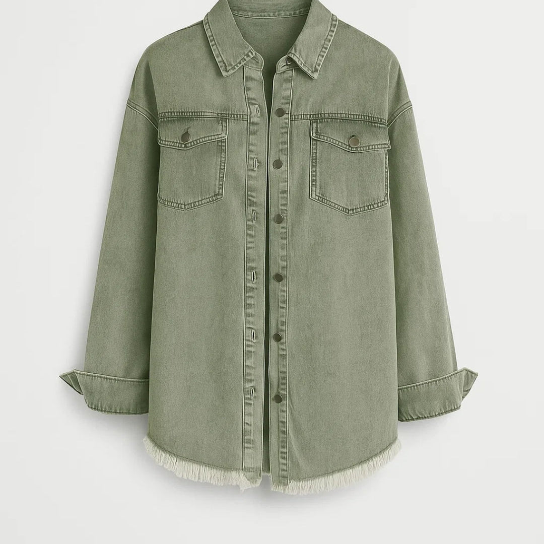 Denim Blouse met Knopen en Borstzakken