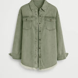 Denim Blouse met Knopen en Borstzakken