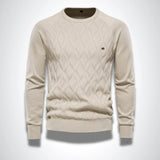 Gebreide heren trui met ronde hals, slim fit
