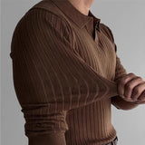 Gebreide Polo met Ribstructuur en Lange Mouwen