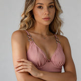 Dames Bikini met Geribde Textuur en V-Hals