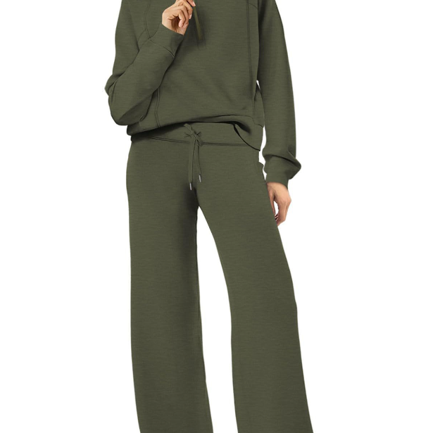 Tweedelige Lounge Set met Half-Zip Top en Wijde Broek