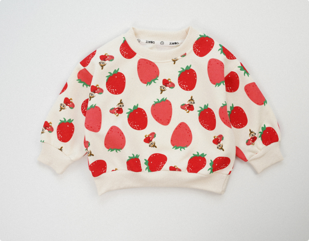 StrawberryCuddles kinder sweater met schattige aardbeienprint – zachte, warme en comfortabele trui voor dagelijks gebruik en speelse avonturen.