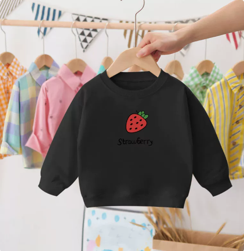 StrawberryCuddles kinder sweater met schattige aardbeienprint – zachte, warme en comfortabele trui voor dagelijks gebruik en speelse avonturen.