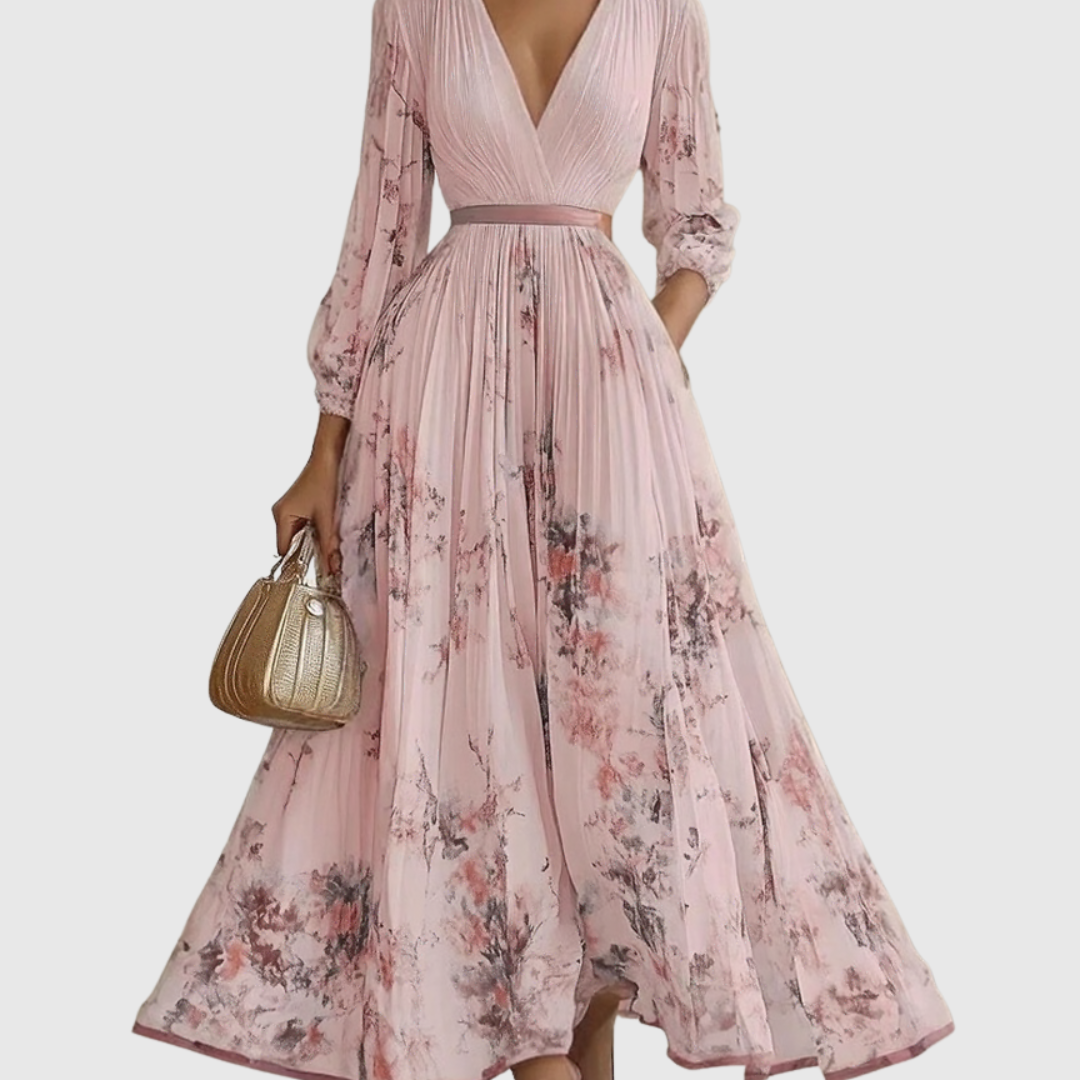 Dames Midi Jurk met Bloemenprint en V-hals