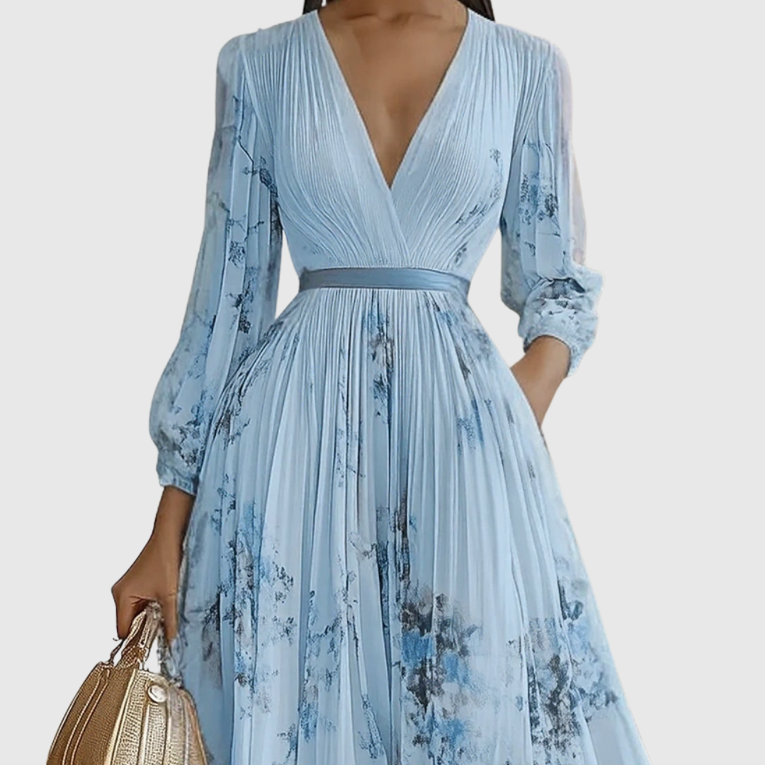 Dames Midi Jurk met Bloemenprint en V-hals