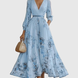 Dames Midi Jurk met Bloemenprint en V-hals