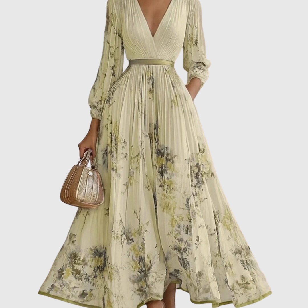 Dames Midi Jurk met Bloemenprint en V-hals