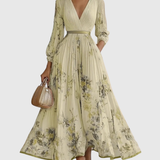 Dames Midi Jurk met Bloemenprint en V-hals