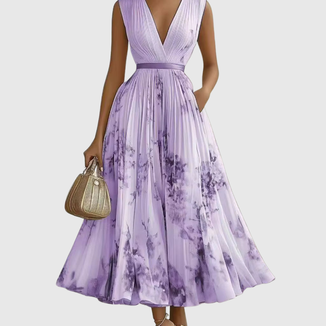 Dames Midi Jurk met Bloemenprint en V-hals
