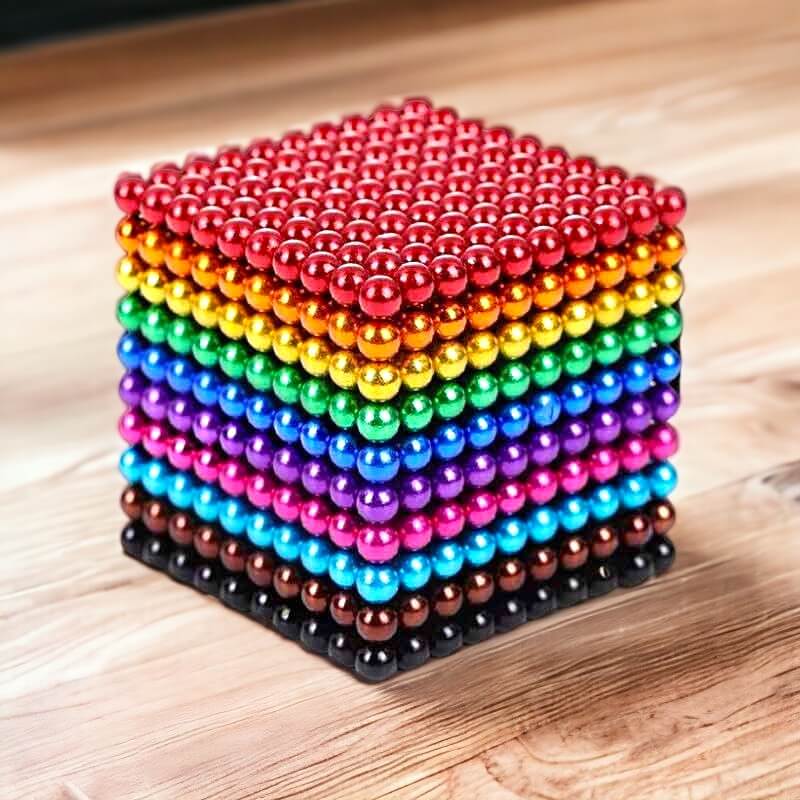 Regenboog magnetische ballen set – kleurrijk en creatief speelgoed dat concentratie, ontspanning en fantasierijk bouwen stimuleert.