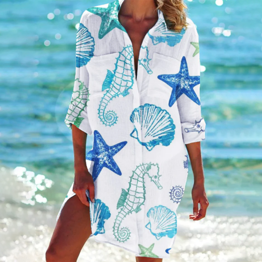 Dames Tuniekjurk met V-hals en Print