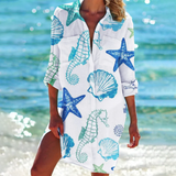 Dames Tuniekjurk met V-hals en Print