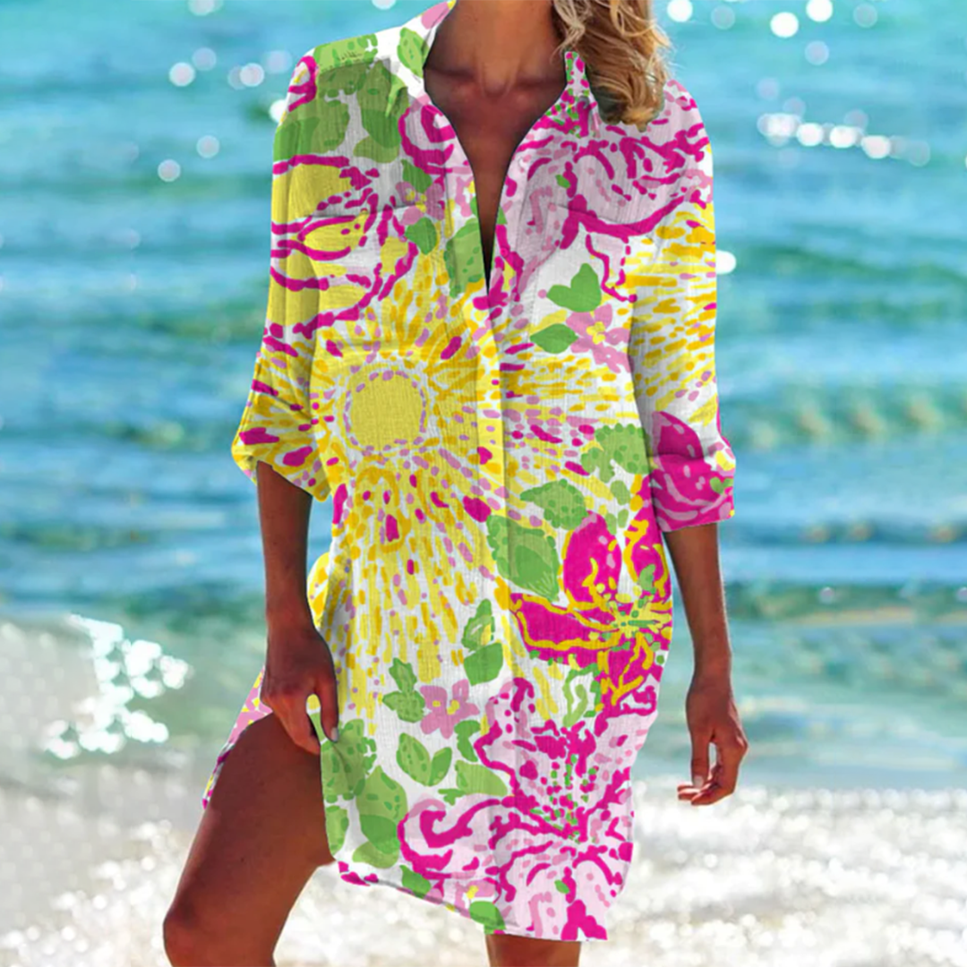 Dames Tuniekjurk met V-hals en Print