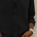 Linnen Blouse met V-Hals en Ruches