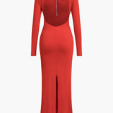 Maxi Jurk met Plooidetail en Bloemappliqué