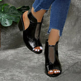 Dames Peep Toe Enkellaarzen met Blokhak
