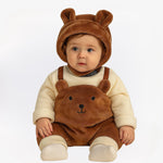 LittleSnow pluche babyset – romper, muts en shirt in zachte, warme stof voor comfort en schattige winterlooks.