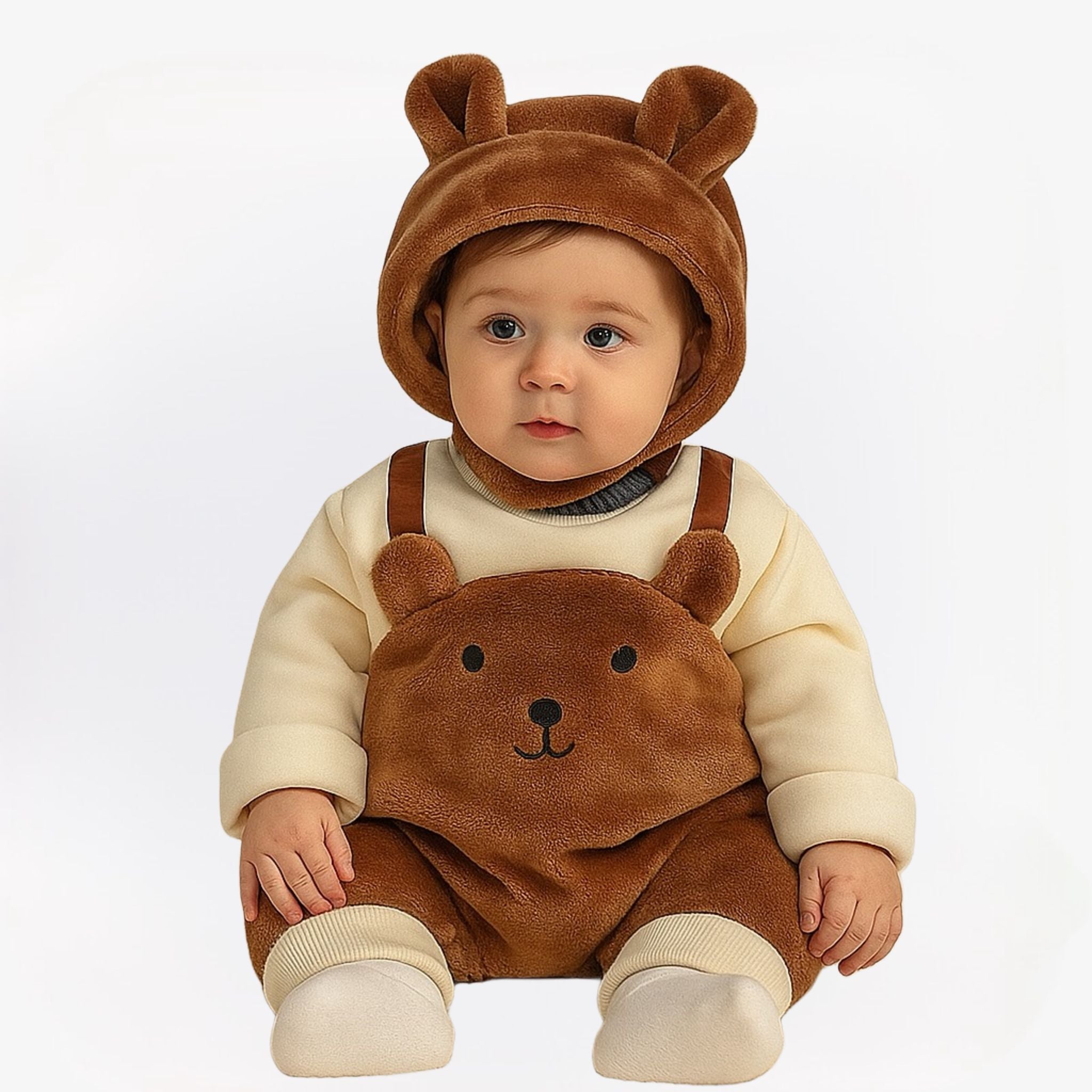 LittleSnow pluche babyset – romper, muts en shirt in zachte, warme stof voor comfort en schattige winterlooks.