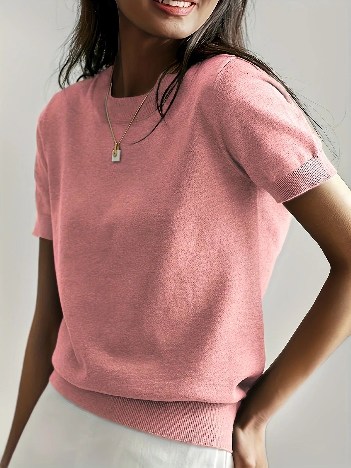 Casual dames T-shirt met korte mouwen, perfect voor de lente en dagelijkse outfits.