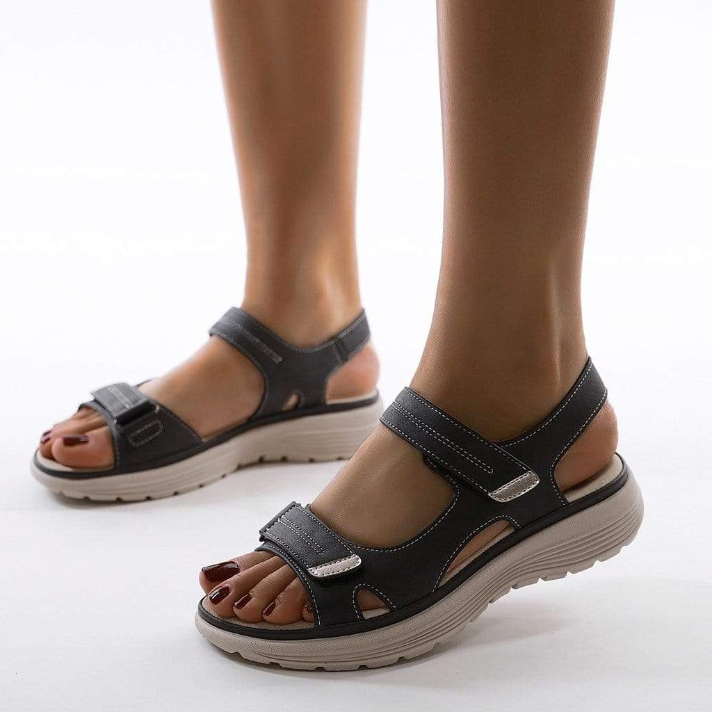 Dames Sandalen met Klittenbandsluiting en Plateauzool