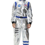 Halloween kostuum – zilverkleurig astronautenpak voor volwassenen en tieners, compleet en comfortabel outfit, ideaal voor Halloween, cosplay en verkleedfeesten.