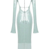 Off-Shoulder Midi Jurk met Pailletten