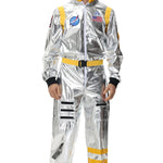 Halloween kostuum – zilverkleurig astronautenpak voor volwassenen en tieners, compleet en comfortabel outfit, ideaal voor Halloween, cosplay en verkleedfeesten.