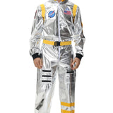 Halloween kostuum – zilverkleurig astronautenpak voor volwassenen en tieners, compleet en comfortabel outfit, ideaal voor Halloween, cosplay en verkleedfeesten.