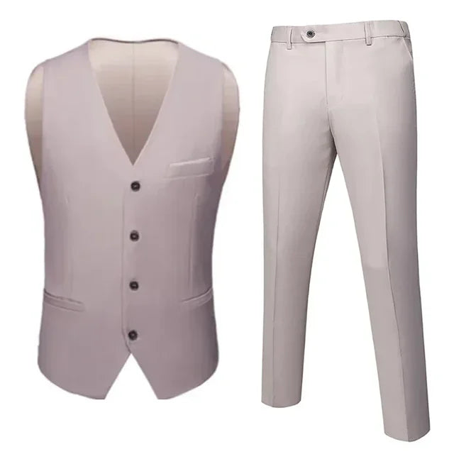 Heren slim fit set – stijlvol gilet en bijpassende broek, moderne pasvorm en hoogwaardige stof voor zakelijke en formele gelegenheden.