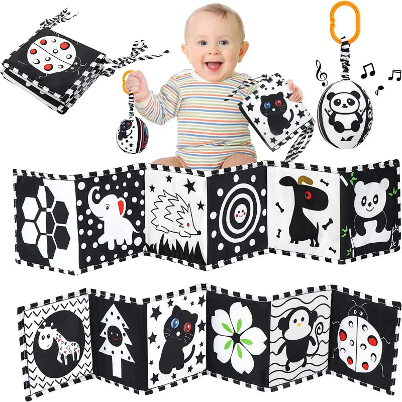 Zwart-Wit Sensorisch Babyboek Montessori