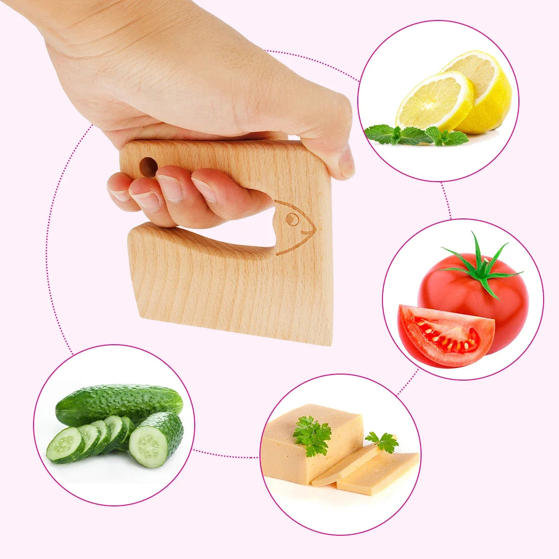 Kinder kook snijset – kindermes, gekartelde snijder en schiller speciaal voor peuters om fruit veilig te snijden. Perfect voor jonge chefs om culinaire vaardigheden te ontwikkelen.