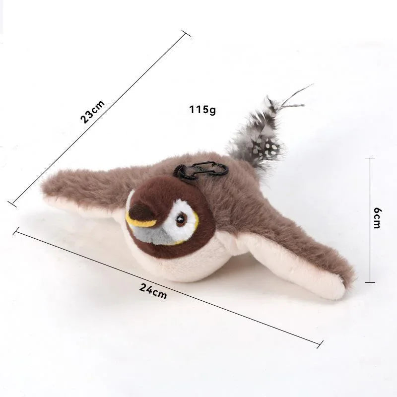 Interactief kattenspeelgoed – oplaadbare vliegende vogel met tjilpende geluiden, perfect voor het stimuleren van de jachtinstincten van je kat.