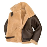 Sherpa gevoerde leren aviator winterjas voor heren