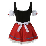 Rode traditionele Oktoberfest dirndl voor dames – klassieke Beierse jurk met elegante pasvorm en hoogwaardige stof, perfect voor bierfeesten, verkleedpartijen en thema-evenementen.