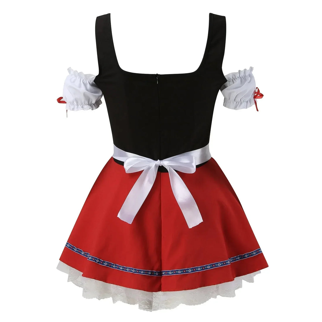 Rode traditionele Oktoberfest dirndl voor dames – klassieke Beierse jurk met elegante pasvorm en hoogwaardige stof, perfect voor bierfeesten, verkleedpartijen en thema-evenementen.