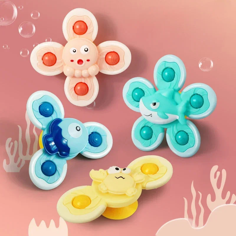 3-delige zuignap draaier – fidget spinner - educatief badspeelgoed voor uren speelplezier. Stimuleert de motorische ontwikkeling van je kleintje tijdens het baden.