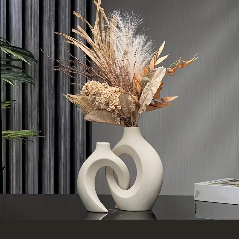 Keramische design vaas set – moderne en stijlvolle decoratie voor bloemen, droogbloemen en pluimen, perfect voor elk interieur.