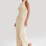 Dames Midi Jurk met Knoopsluiting en Zijsplit