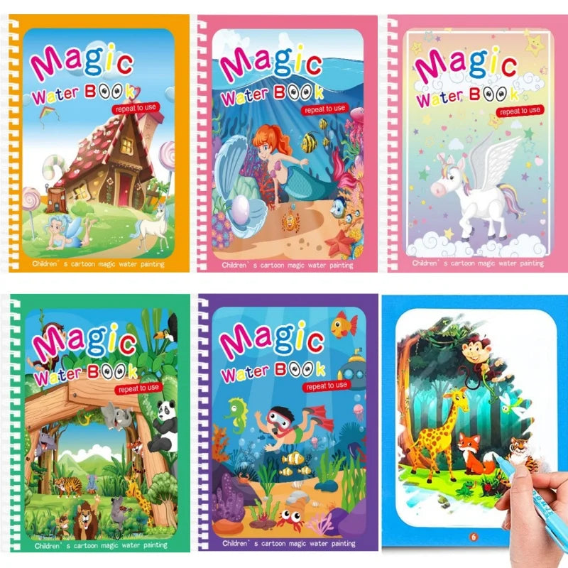 Magisch watertekenboek – herbruikbaar Montessori kleurboek voor eindeloos tekenplezier. Ideaal voor de creatieve ontwikkeling van je kind, zonder rommel.