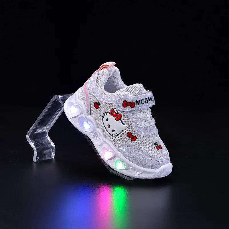 GlowKitty LED sneakers voor meisjes – comfortabele en speelse schoenen met oplichtende zolen, perfect voor actief en vrolijk dagelijks gebruik.