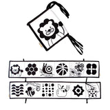 Zwart-wit sensorisch babyboek – Montessori speelgoed met contrastrijke illustraties, stimuleert visuele ontwikkeling en nieuwsgierigheid bij baby’s.