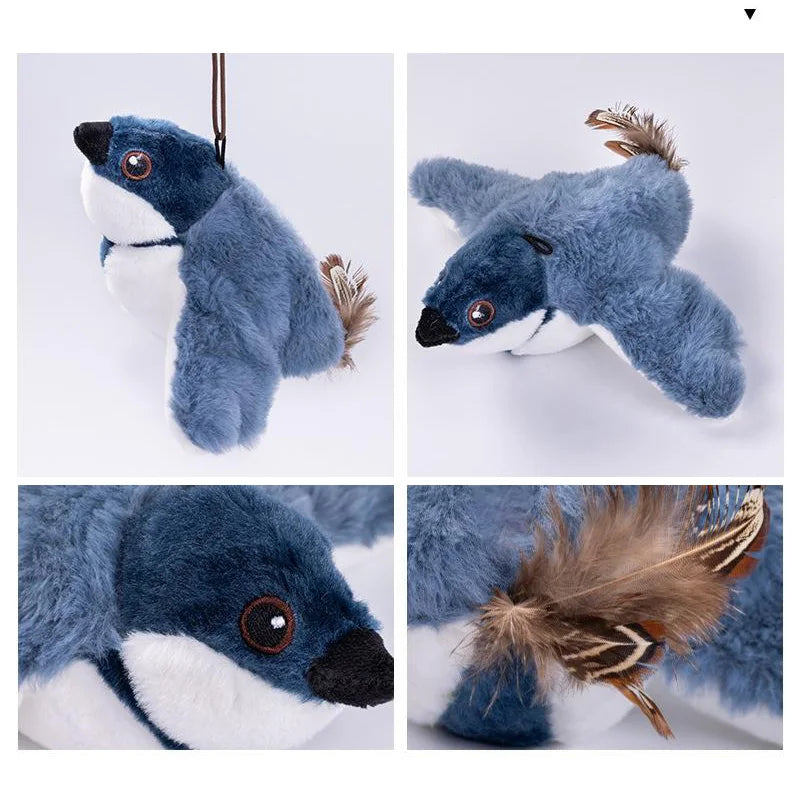 Interactief kattenspeelgoed – oplaadbare vliegende vogel met tjilpende geluiden, perfect voor het stimuleren van de jachtinstincten van je kat.