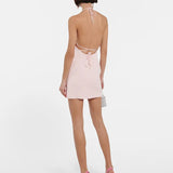 Glitter Halter Mini Jurk met Ombre Effect en Open Rug