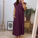 Dames Maxi Jurk met V-Hals en Mouwloos Ontwerp