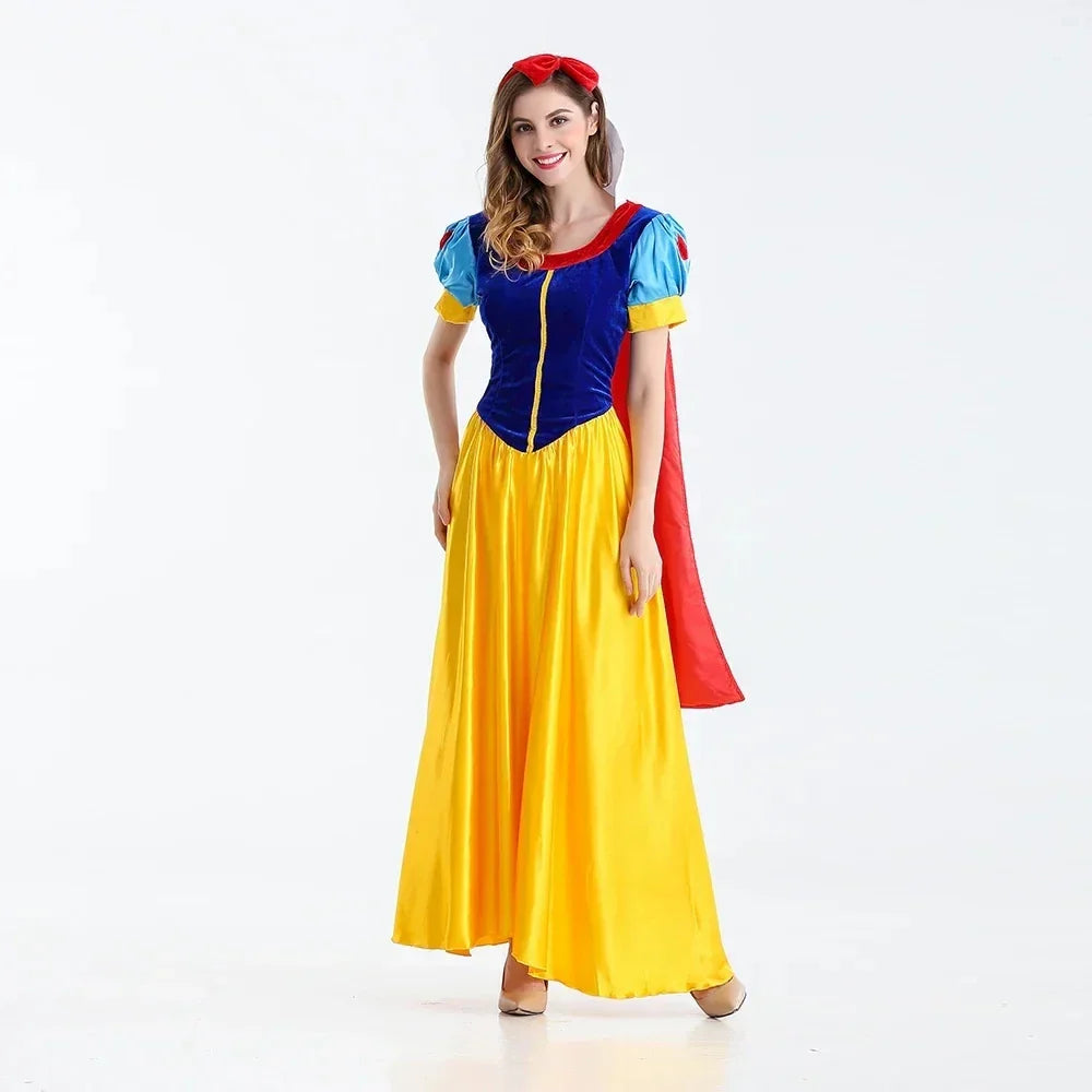 Halloween maxi jurk – sprookjesprinses kostuum voor dames, elegante pasvorm met kleurrijk en fantasierijk ontwerp, perfect voor Halloween, verkleedfeesten en themafeesten.
