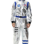 Halloween kostuum – zilverkleurig astronautenpak voor volwassenen en tieners, compleet en comfortabel outfit, ideaal voor Halloween, cosplay en verkleedfeesten.